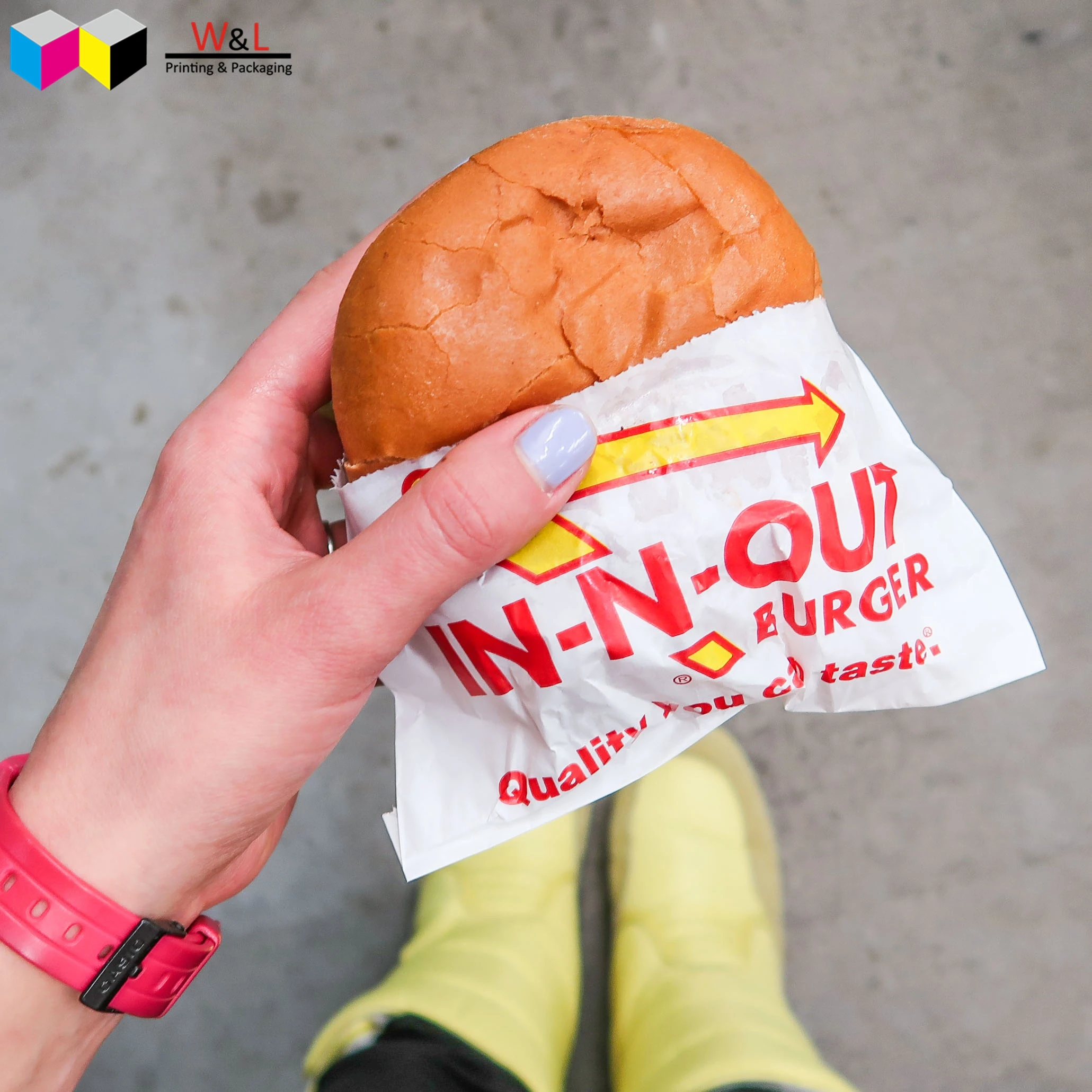 
greaseproof flexo custom logo printing burger bag snack paper bag 