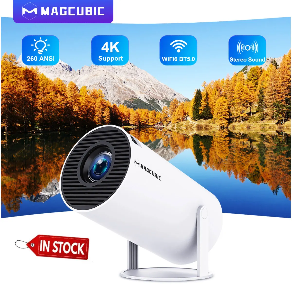Magcubic Android 11 4K Projector Dual Wifi Home Theater Outdoor Portable Wifi6 HY300 Allwinner H713 260ANSI BT5.0 1280*720P LED