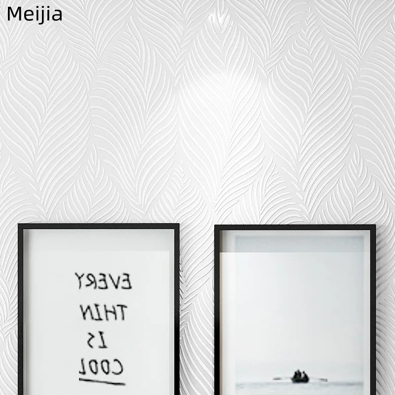 Factory Price 3D Wall Panels Textured Solid Color Modern Minimalist Feather Wallpaper For Living Room Bathroom