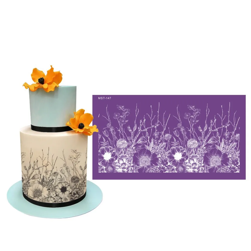 Hot sell lace cloth pattern cake airbrush mould mesh stencil