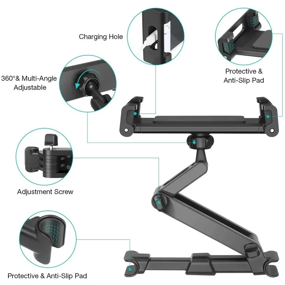 360 Degree Rotating Car Back Seat Phone Holder For 10-12.7 Devices Universal Car Holder For Tablet