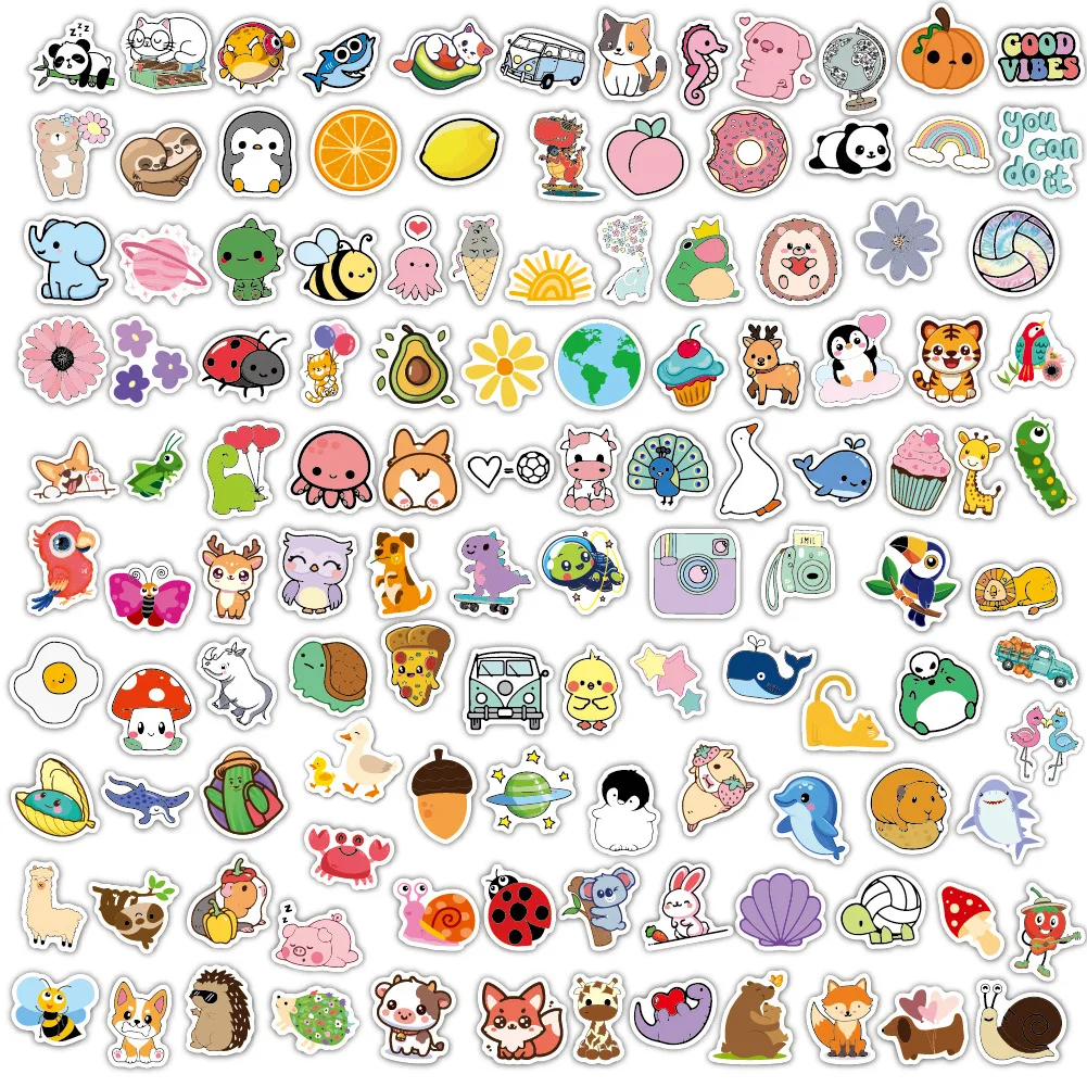 New Custom Cute Animal Outdoors Party Decoration Graffiti Popular Journal UV Resistant Waterproof Vinyl PVC Die Cut Sticker