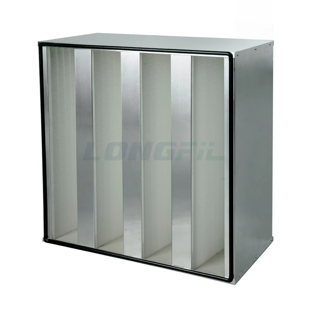 H13 H14 3V 4V 5V 6V Combined V BANK HVAC Terminal HEPA Filter 24x24 Glassfiber Filter Media Mini Pleat High Air Flow