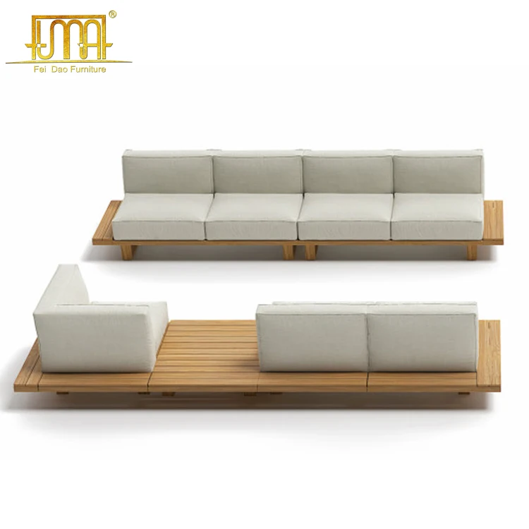 Outdoor furniture fabric material wooden hotel living room and garden sofa