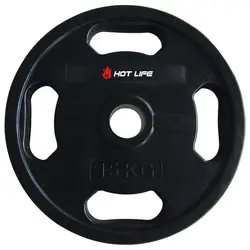Hot Life Exercise Bodybuilding Custom Logo Black Rubber Coated Weightlifting Weight Plates Gym Equipment Barbell Plate
