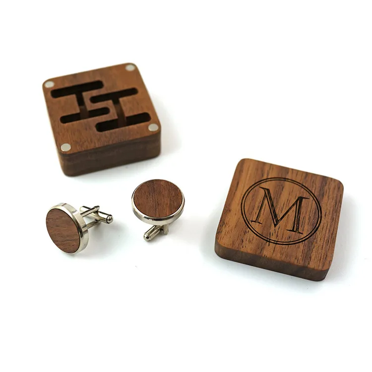 
High Fashion Christmas Gifts Cufflinks For Mens Shirts Wooden Box Package Wooden Cufflinks  (1600132232042)