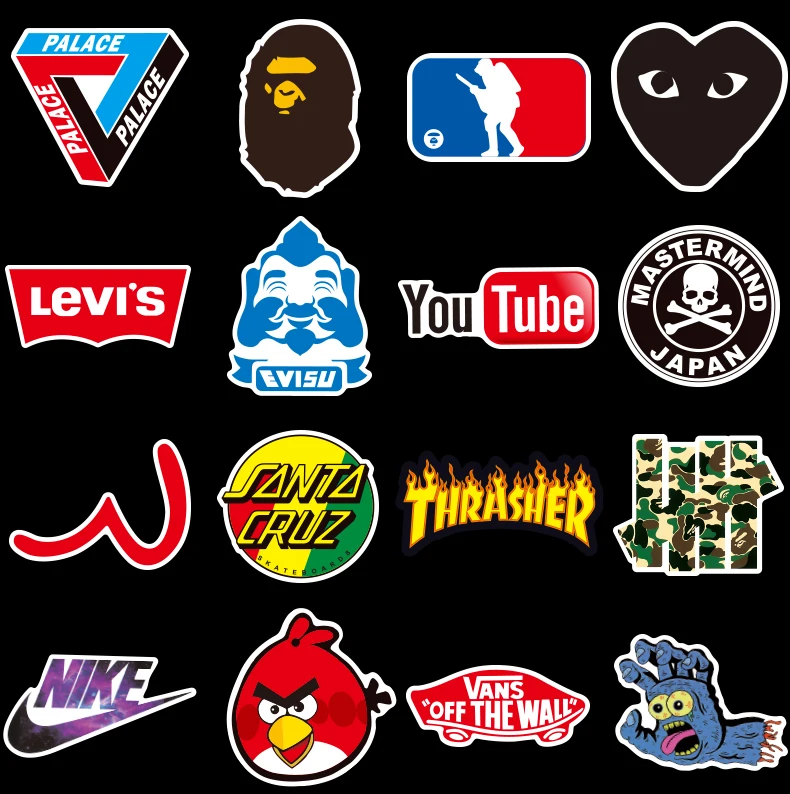 2020 модный бренд граффити ПВХ самокат автомобиль чемодан бутылка для воды блокнот холодильник наклейки Пользовательские DIY наклейки водонепроницаемый w