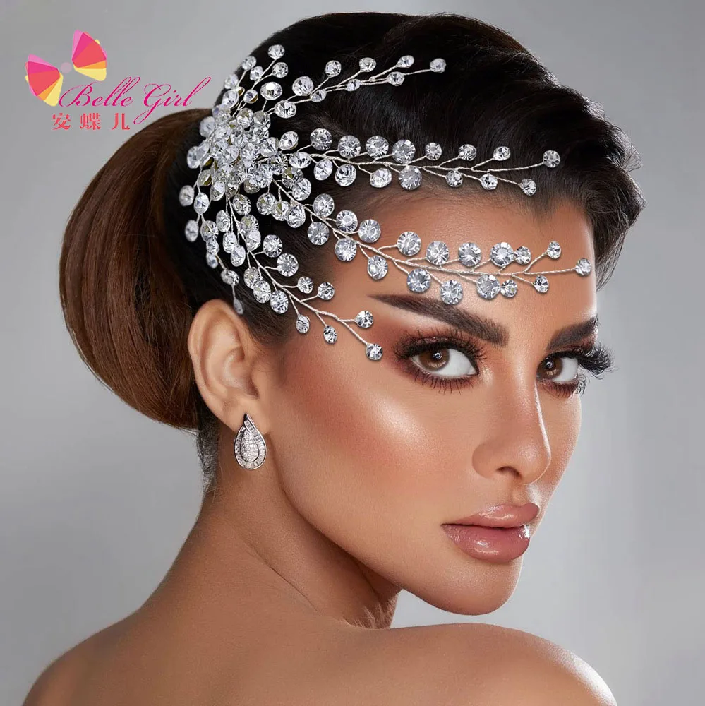 BELLEWORLD luxury elegant hair accessories Silver Rhinestone Wedding Headwear handmade good quality wedding hair comb for party