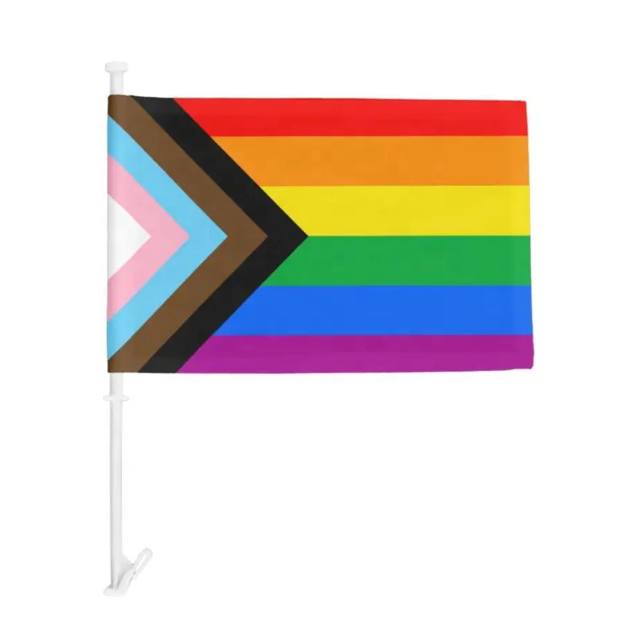 Car Flag 100% Polyester Country Plastic Stick Red Decoration Car All Graduate Lgbt Rainbow Flags