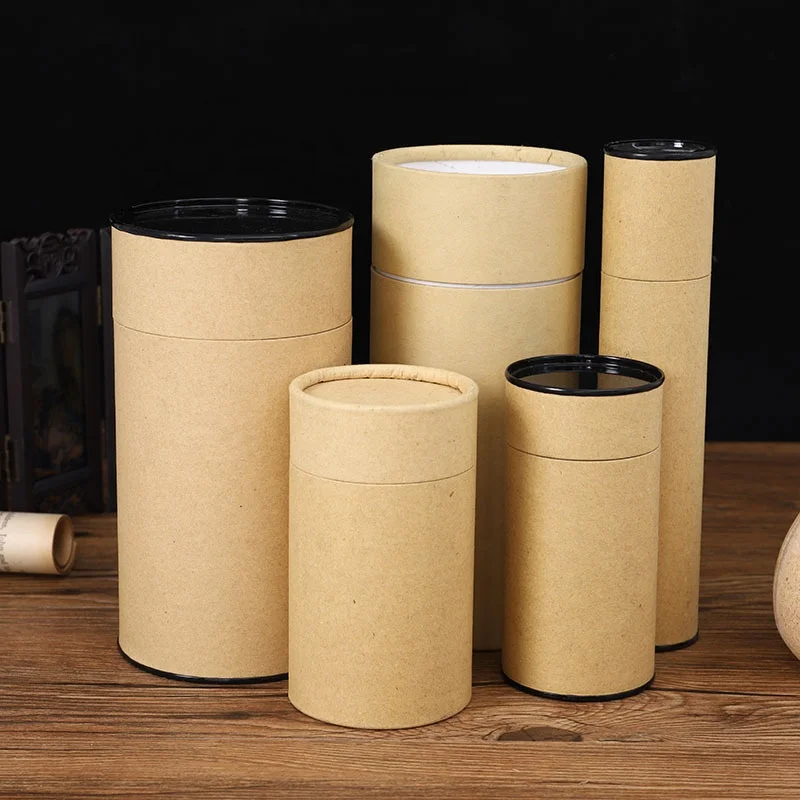 
High-end fashion Kraft paper Tube Cylinder Round Box custom paper packing Box 