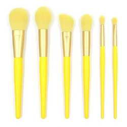 Beautydom Vegan Makeup Brush Sets 6PCS Private Label Custom LOGO Yellow Synthetic Hair Makeup Brush