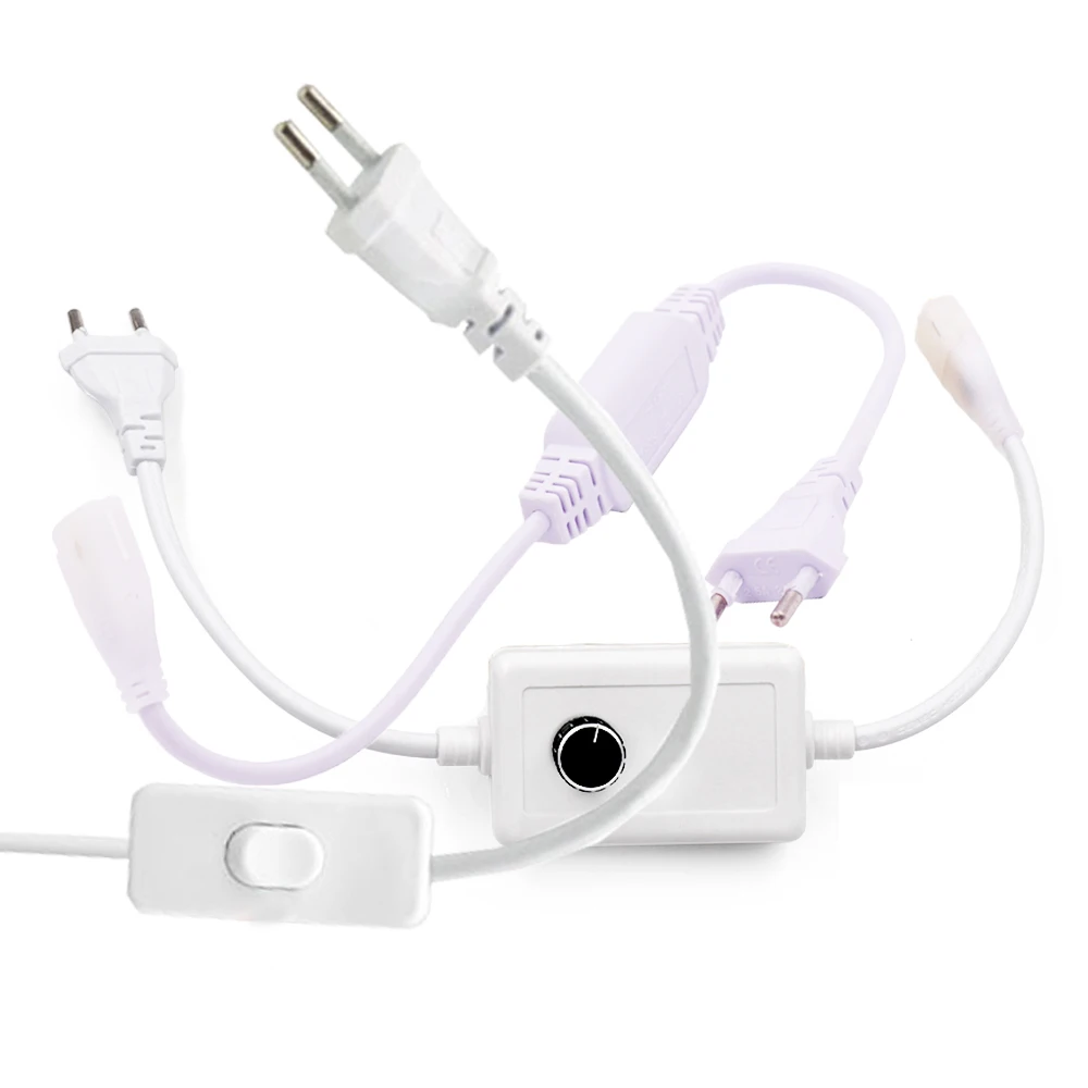 AC220V Power Plug Supply With Dimmer Switch Power Cord EU/UK Plug Wire For COB LED Strip Light Single Color 288Led/m 360Led/m