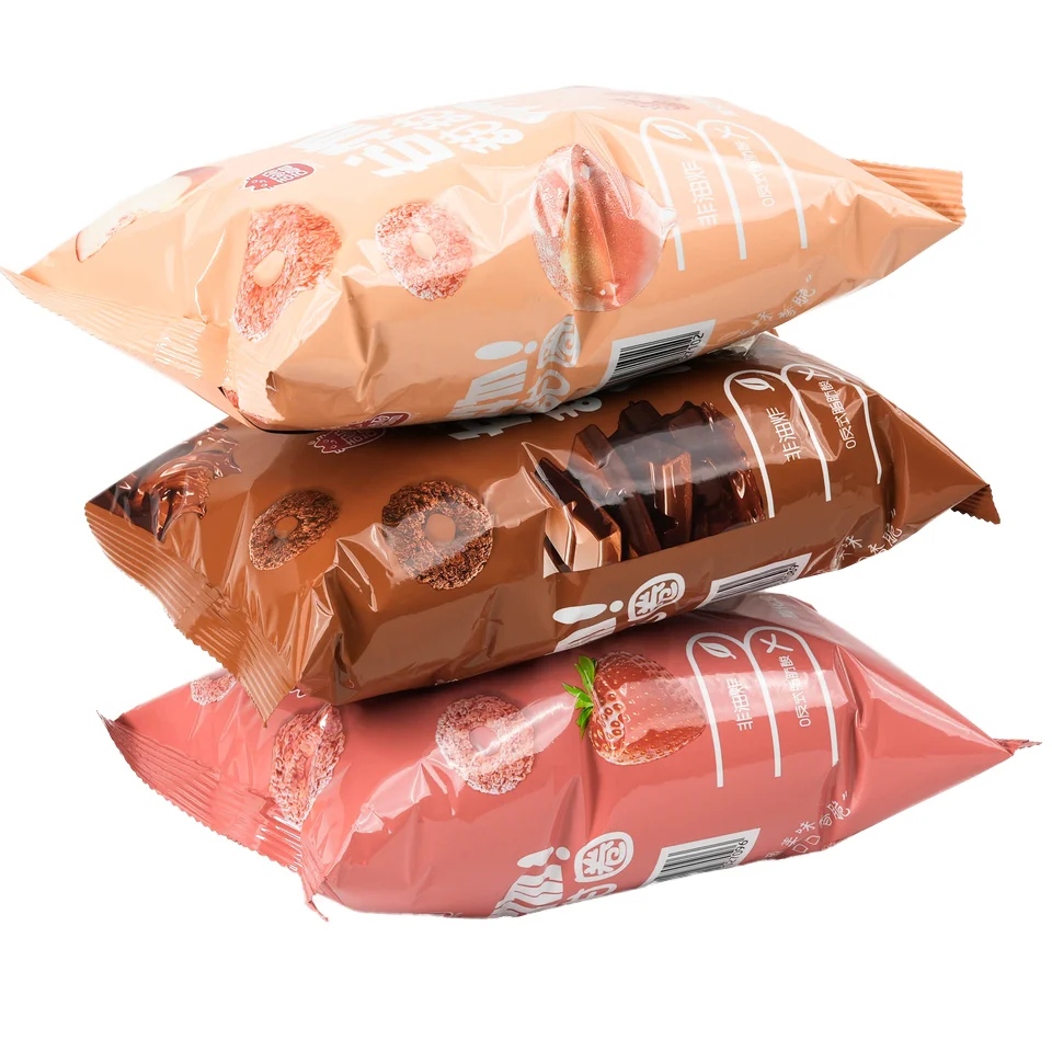 55g Non-Fried Crispy Healthy Puffed Chocolate Rings Snacks Soft Texture Fruit Vegetable Flavors Sweet Baked Halal Certified Bags