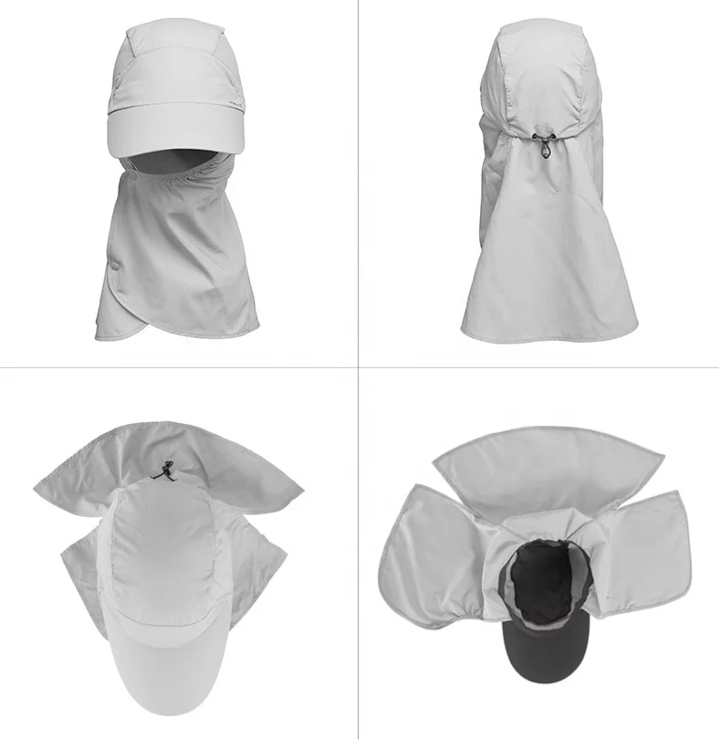 
Neck Flap Face Mask Sunshield Grey Fishing Baseball Cap Men Women Unisex Summer Camping Outdoor Sun Cap Gorras 