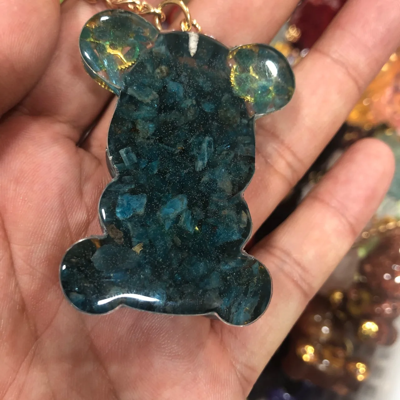 gemstone natural stones bear Keychain Accessories Creative Funny Like Real Keychain 3D Safety