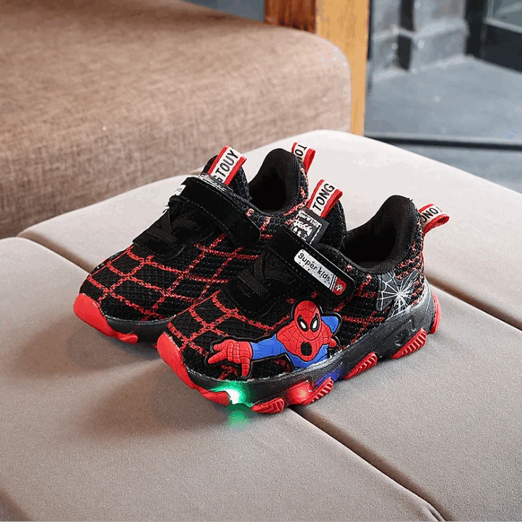 Cartoon shoes hot sales LED boys shoes Hook Loop children sneakers Lovely Fashion tennis kids shoes