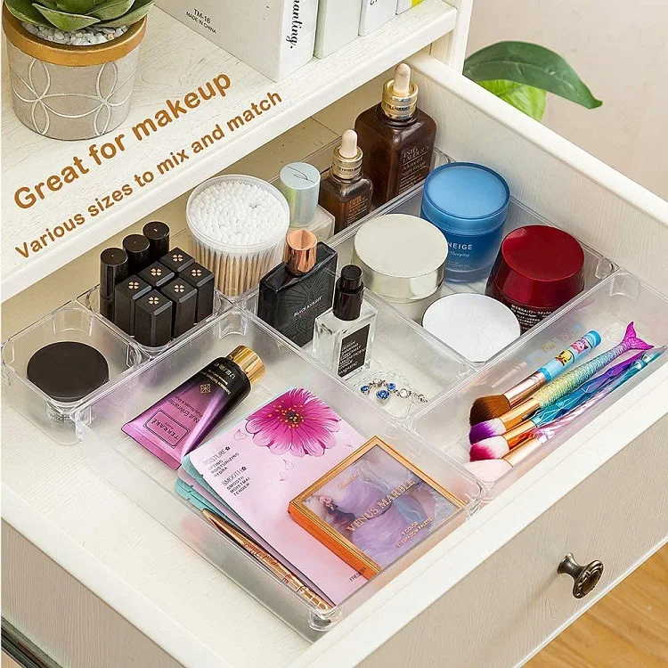 
17 Pack Kitchen Bathroom Desk Customize Layout Storage Container Box Plastic Drawer Organizer 