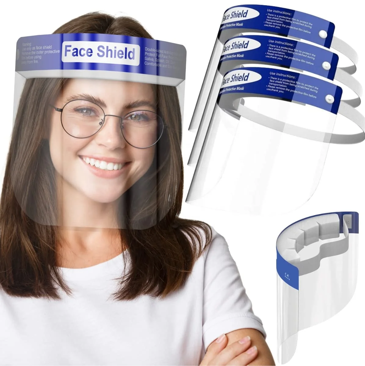 Reusable Comfortable Sponge & Elastic Band Transparent Adjustable Anti-Fog Lightweight Wind&Dustproof Face Shield Mask