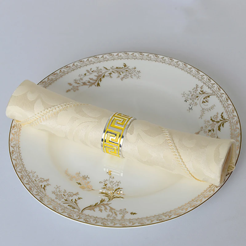 Gold Cloth Napkin Hotel Restaurant Jacquard Napkins for Wedding Party Event