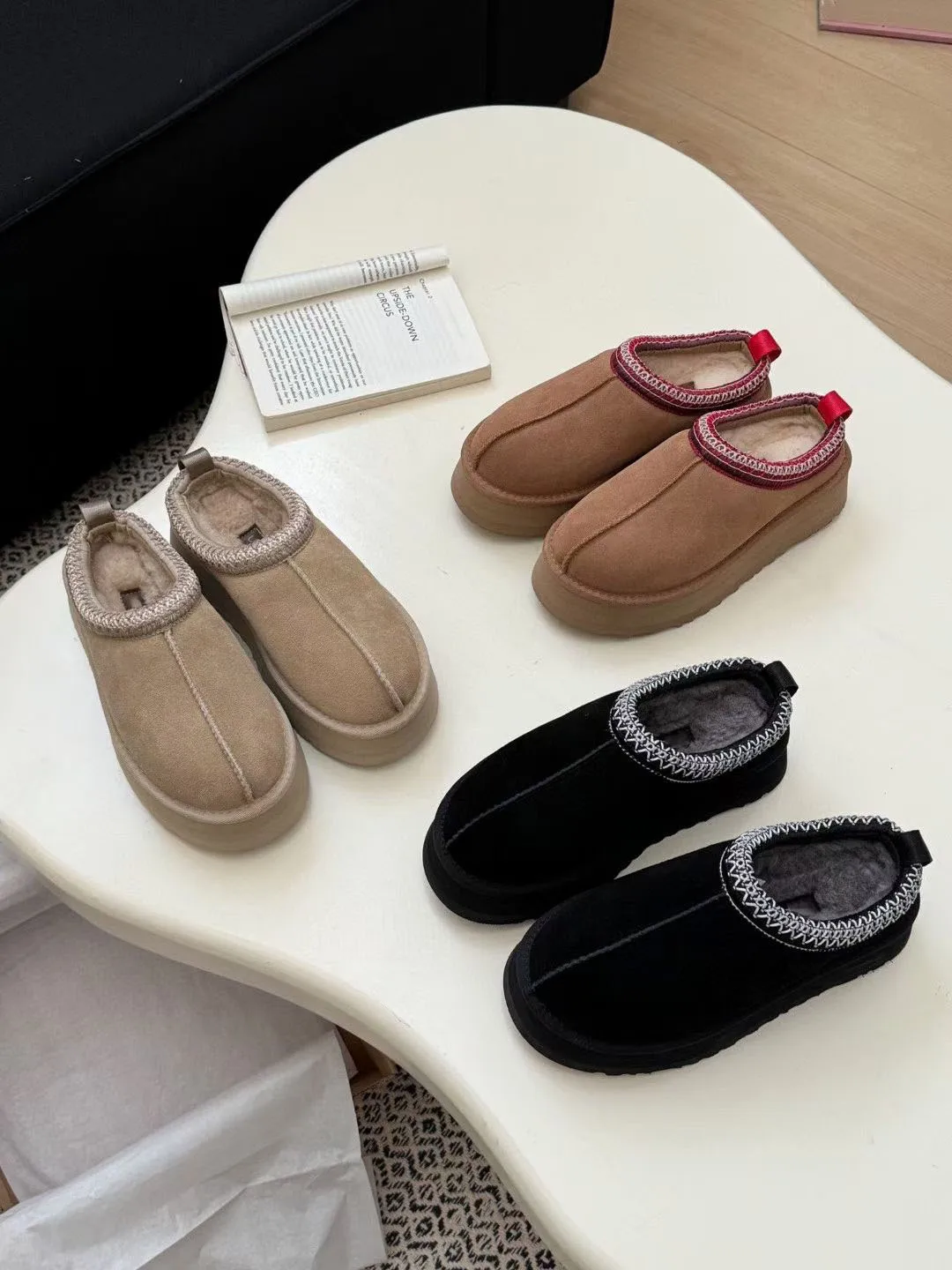 Outdoor winter warm cashmere snow shoes Tasman suede leather upper sheepskin lined pure wool insole slip-on Tasman snowboots