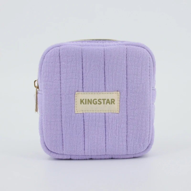 BSCI Custom Eco Friendly Recycle Organic Plain Cotton guzze Zipper Make Up Case Large Vanity