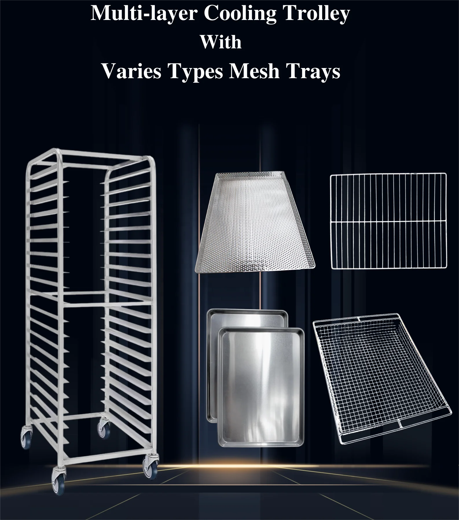 manufacture metal double row 30 layers stainless steel 304 baking tray rack shelf trolley cart for oven bakery shop