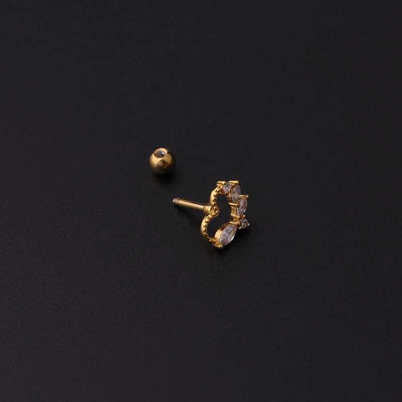 Fengshang Fashion Gold Silver Earring CZ Geometric Piercing Earring Jewelry Wholesale Designer Ear Stud Earrings For Women