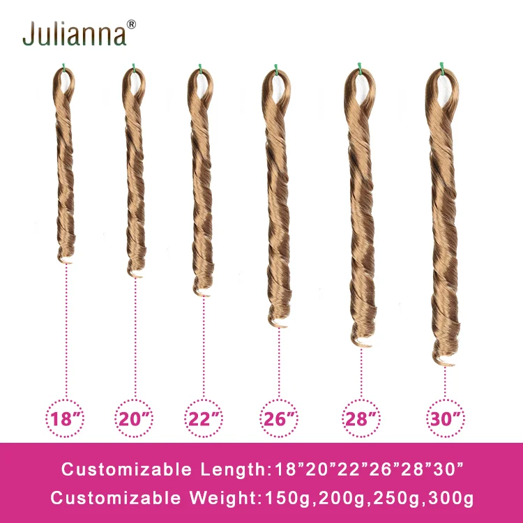 Julianna Pony Style Loose Wave Synthetic Crochet Hair Attachment 24 Inch Silky Spanish French Curl Braiding Hair Extension