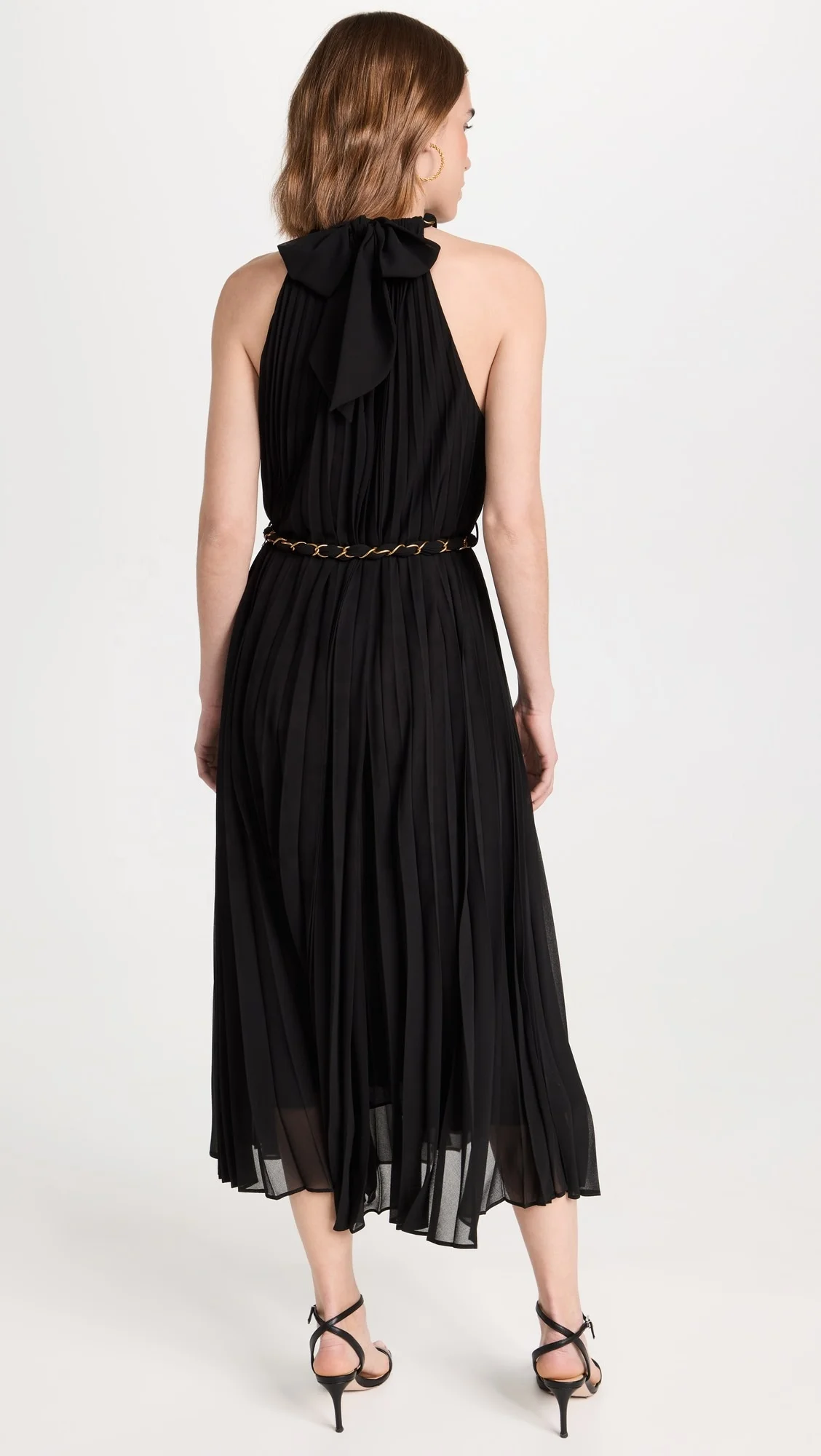 Custom OEM ODM Chiffon Fashion Wear Sexy Elegant Halter Sleeveless Pleated Long Dress
