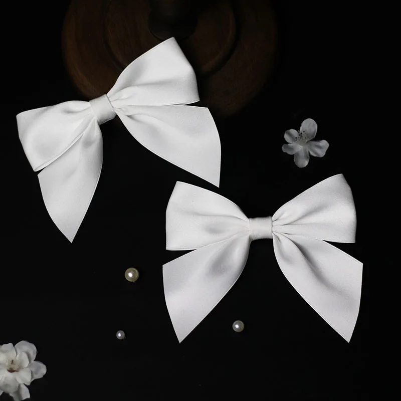 SLBRIDAL Handmade Ins Style Satin Butterfly Bowknot Girls Hair Clip Barrettes Bridal Wedding Hair Accessories Women Jewelry
