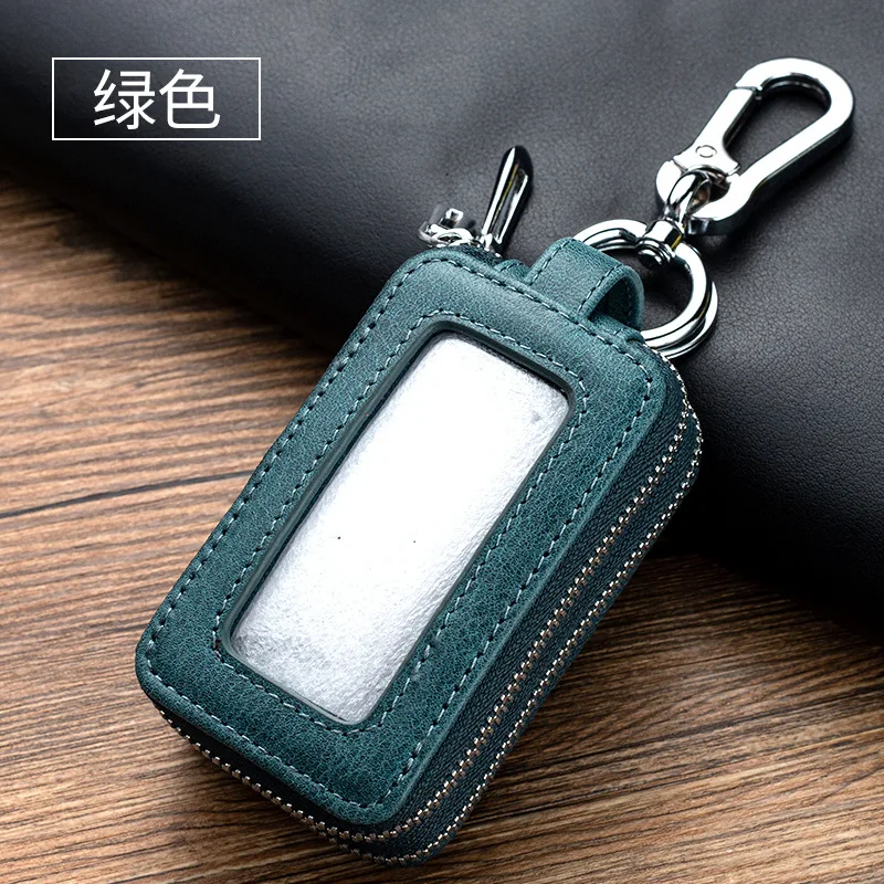 Retro Genuine Leather Car Key Case Hook Keychain Wallet Portable Men Coin Case Holder Organizer Pouch Bag Keychain