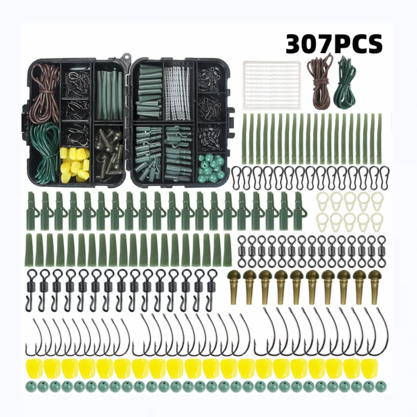 ZHUO RUN 307pcs 167g European-style Carp Fishing Tackle Fishing Snap Swivel Lead Sinker Fishing Accessories Kit