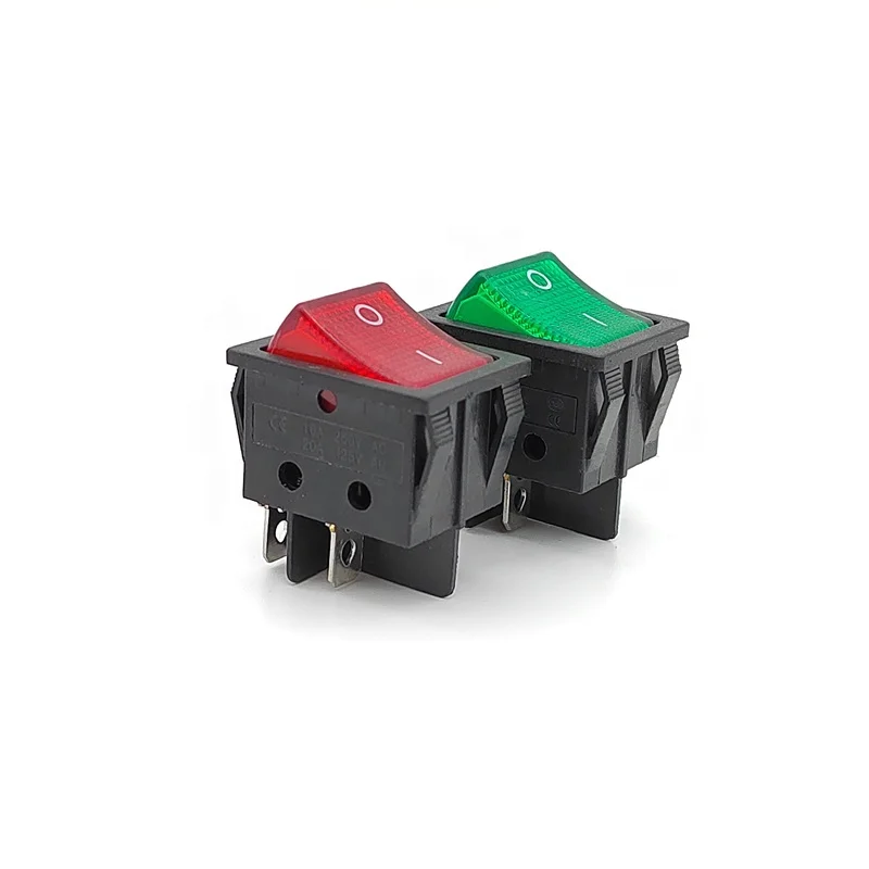 KCD4 16A 220V ON OFF Лодка клавишный переключатель красный неоновый выключатель лампы 4 контакта