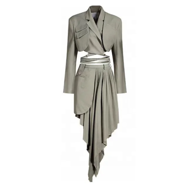 Elegant Pleated Set Dress Casual and Versatile Customizable Large Size Fabric Color Choice