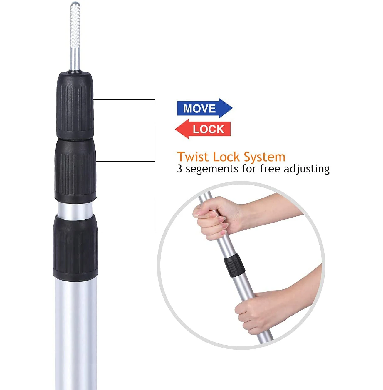 Goodwin Telescopic Tent Pole Set of 2,  Aluminium Pole for Tarp, Tent, Awning, Camping