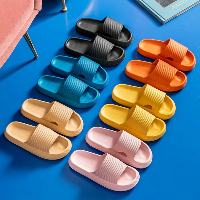 VIP Women Thick Platform Slippers Summer Beach Eva Soft Sole Slide Sandals Leisure Men Ladies Indoor Bathroom Anti-slip Shoes