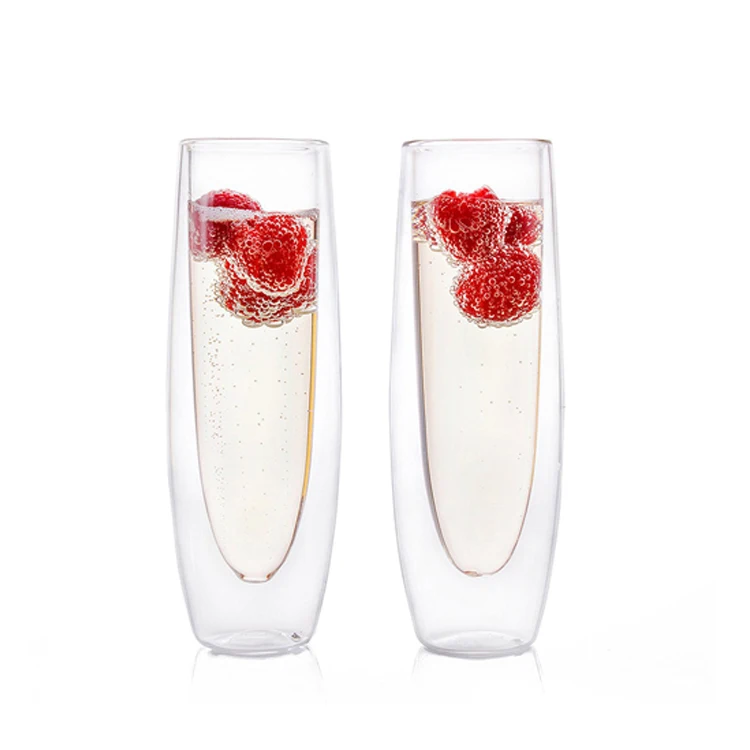 High Quality  Transparent glassware high borosilicate double wall bullet shot glass