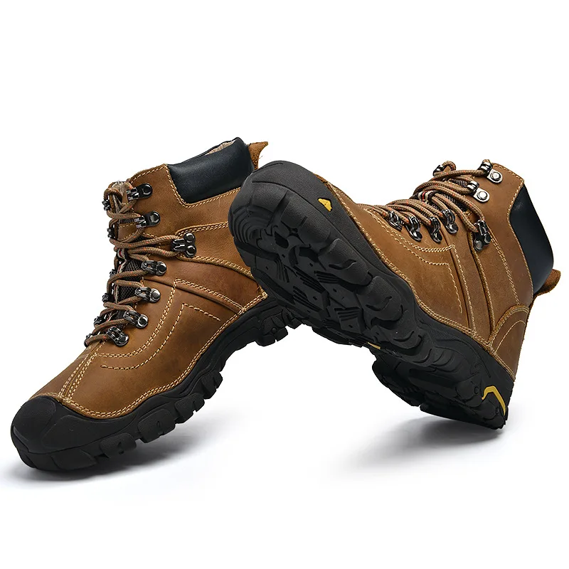 Custom LOGO Big Size Male Mountain Climbing Shoes Waterproof Anti-slip leather mountaineering boot