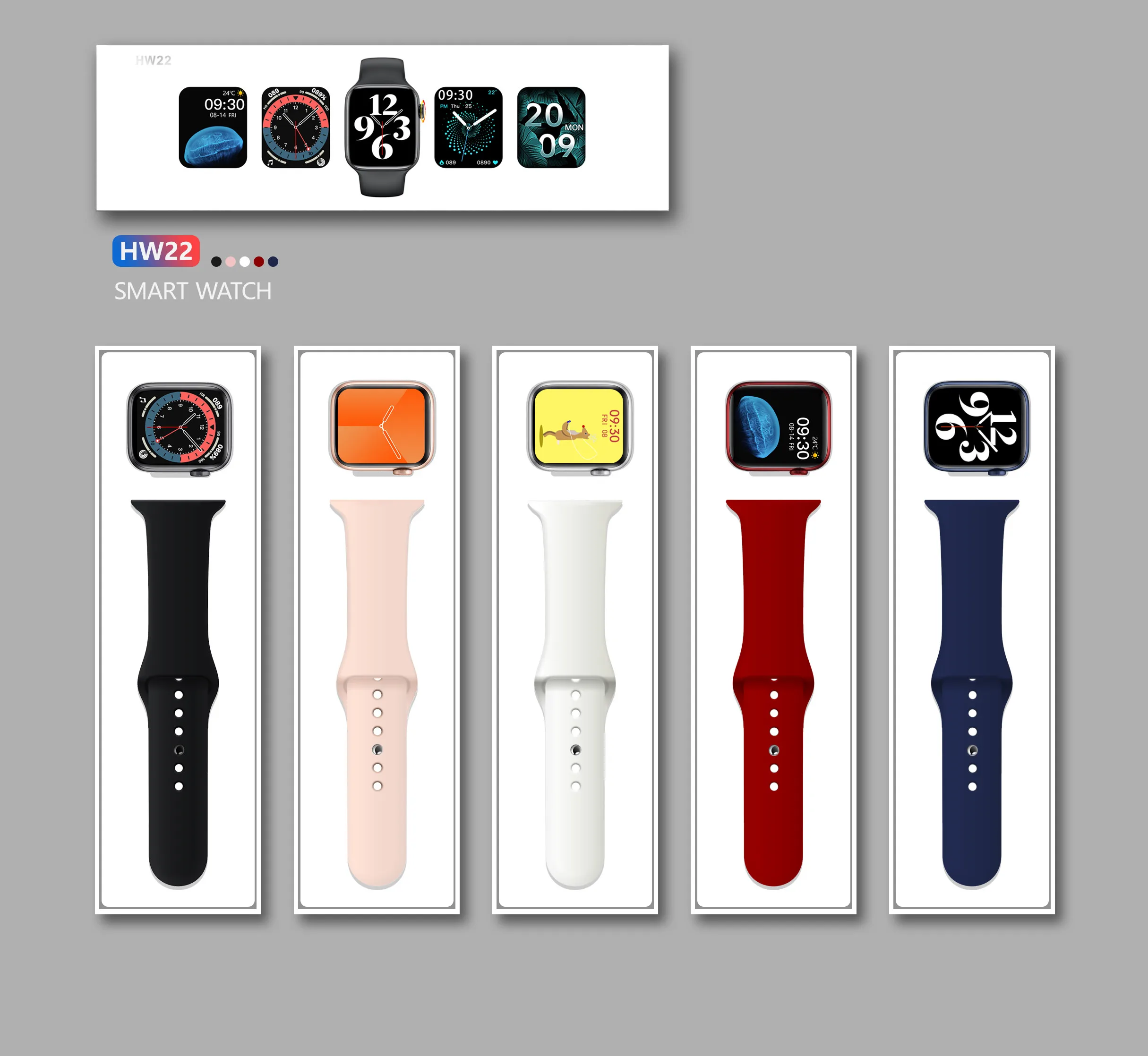  Smart Watch HW22 Light and Colorful Stunning Vison 1.75 Inch Full Screen Call Watches Spin Button Easy Control