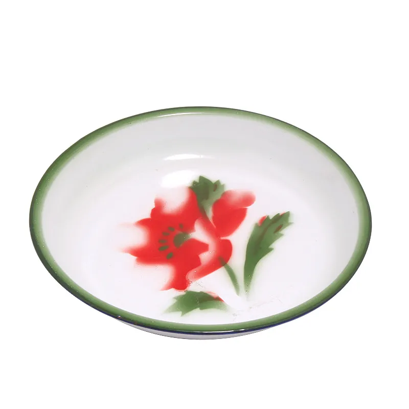 Customizable 16-26 CM Ceramic Charger Plate Home Kitchen Enamel Bowls with Printed Pattern for Wedding Parties and Camping