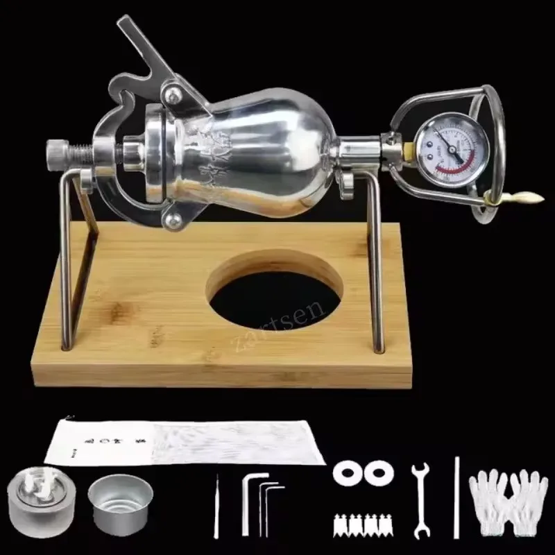 Household Mini Manual Popcorn Machine Stainless Steel Old-Fashioned Hand Popcorn Puffing Making Tool Alcohol Heated Corn Popper