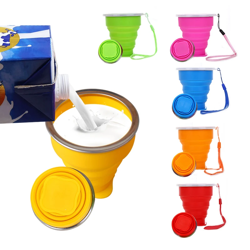 2019 Amazon New Foldable Reusable BPA Free Silicone Wash Collapsible Flexible Folding Office Pocket Beer Tea Coffee Cup  200 ML