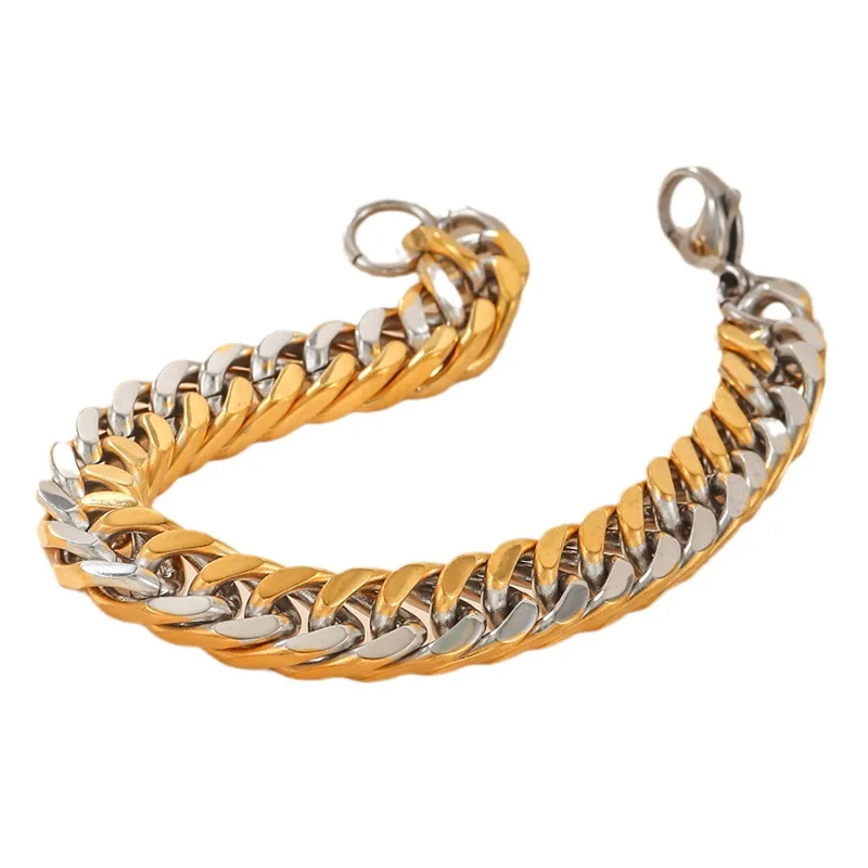 Hot Selling Titanium Steel Gold And silver Mixed Snake Bone Bracelet Vintage Hip-Hop Style Shipped Europe United States