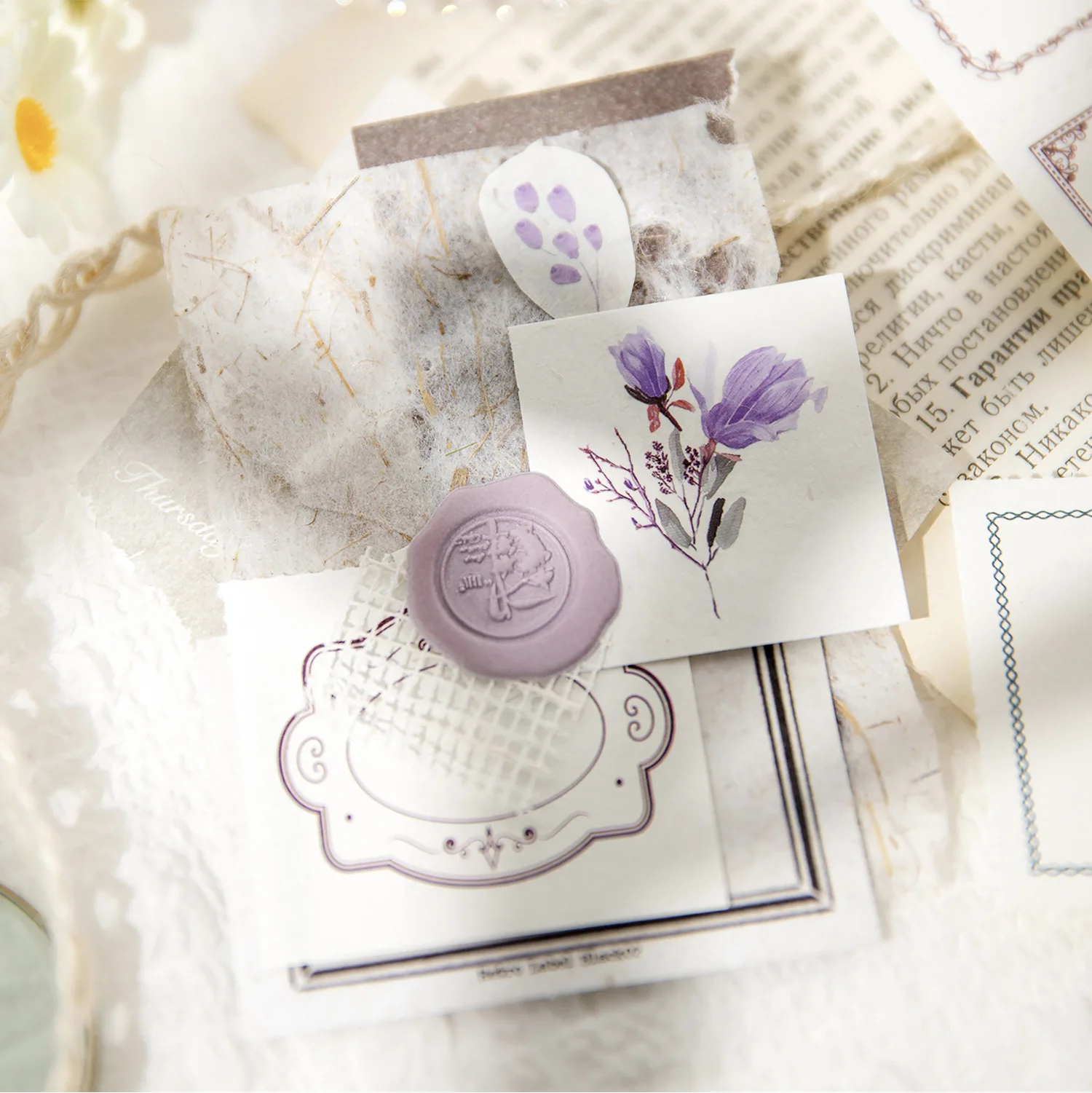 30pcs/pack note book Thing of the Past Series INS Border Handbook DIY Material Decoration Backing