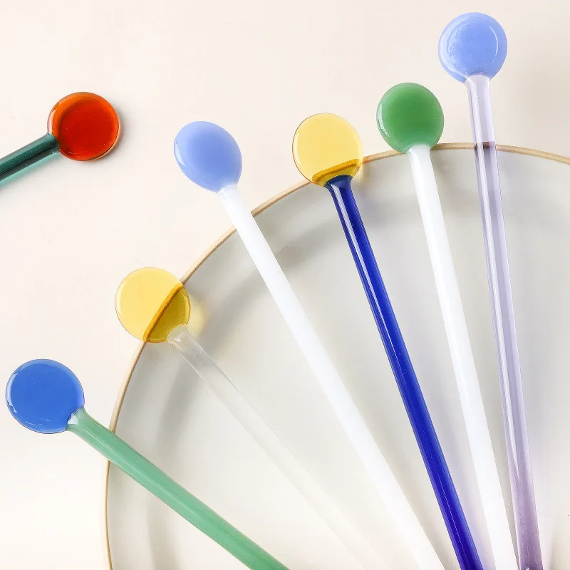 party kids crystal stirring stick Shaped Miniature Hand Blown Art Single Glass Spoon for Milk