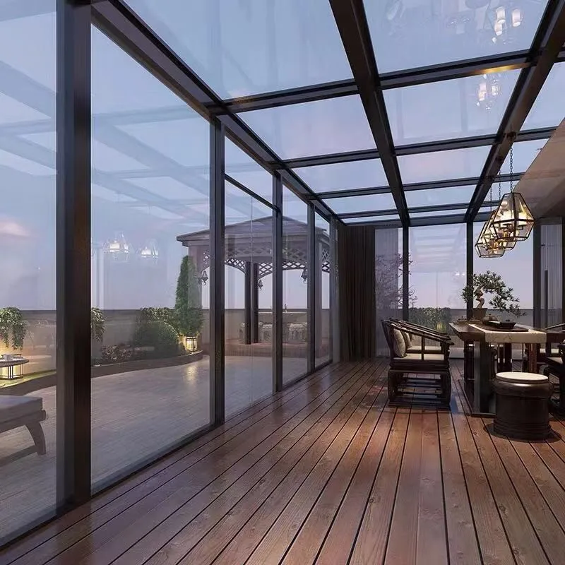 European-style aluminum alloy gazebo sun room pavilion sunshade thermal insulation glass room villa terrace canopy broken bridge