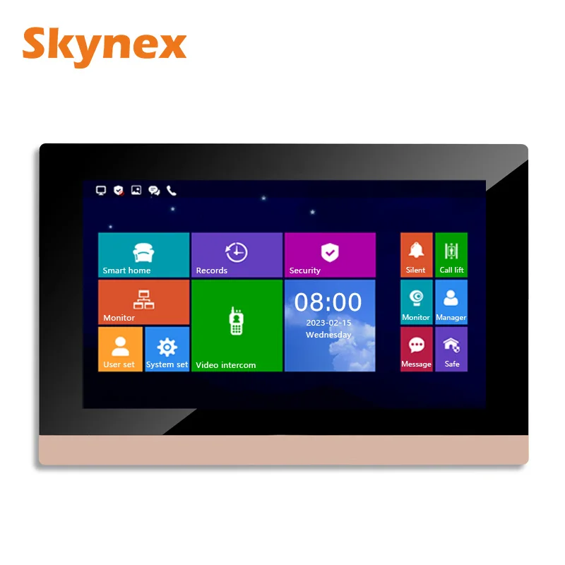 OEM/ODM 10 inch big lcd touch panel for intercom with HD1080P camera gold and black color video door phone system