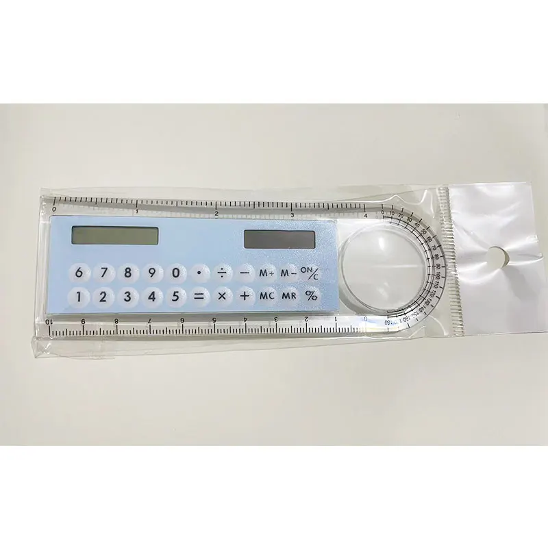 Light BlueSilver Solar 3 in 1 Mini Pocket Basic Calculator with Magnifier  for Kids Student School Supplies