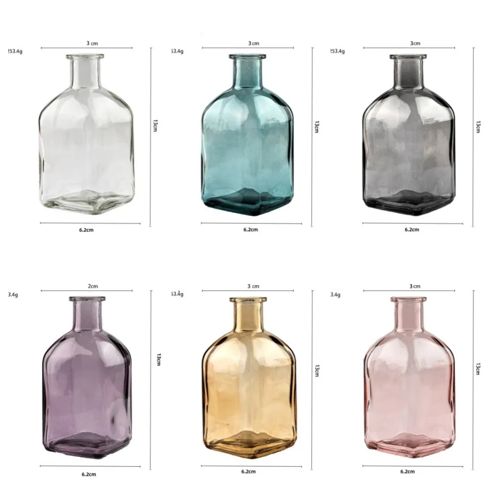 nordic creative square borosilicate coloured new gold rim blue wide mouth luxury wedding crystal brown glass vase