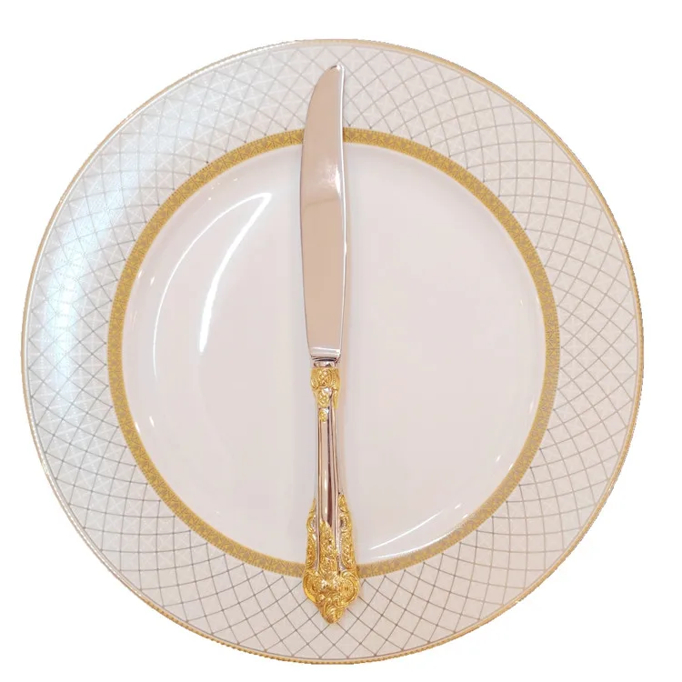 Luxury 24 Piece Gold and Sliver Stainless Steel Cutlery Set with spoon knife fork For GIft Weeding Party